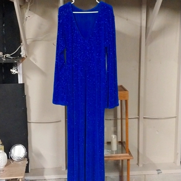 Blue Cracked Ice plus size Gown Drag Queen - Picture 1 of 3